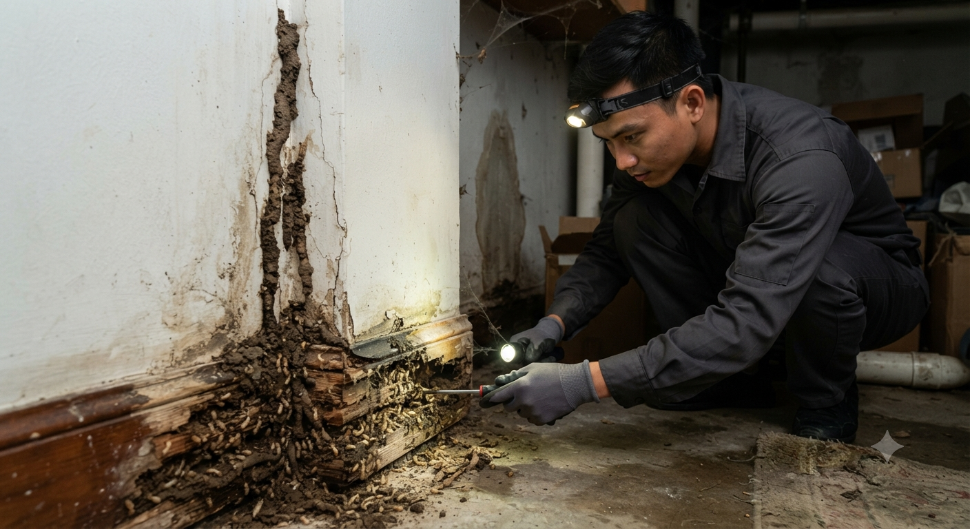 Vị trí trên tường nhà và các góc khuất ẩm thấp